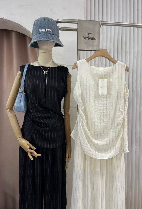 Two Piece Sleeveless Shirt with Trouser